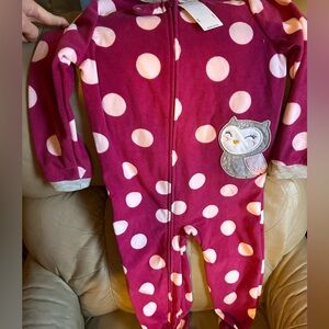Carters Girls Owl Cozy Soft Winter One Piece Sleeper Pajamas Pink 5T NEW
